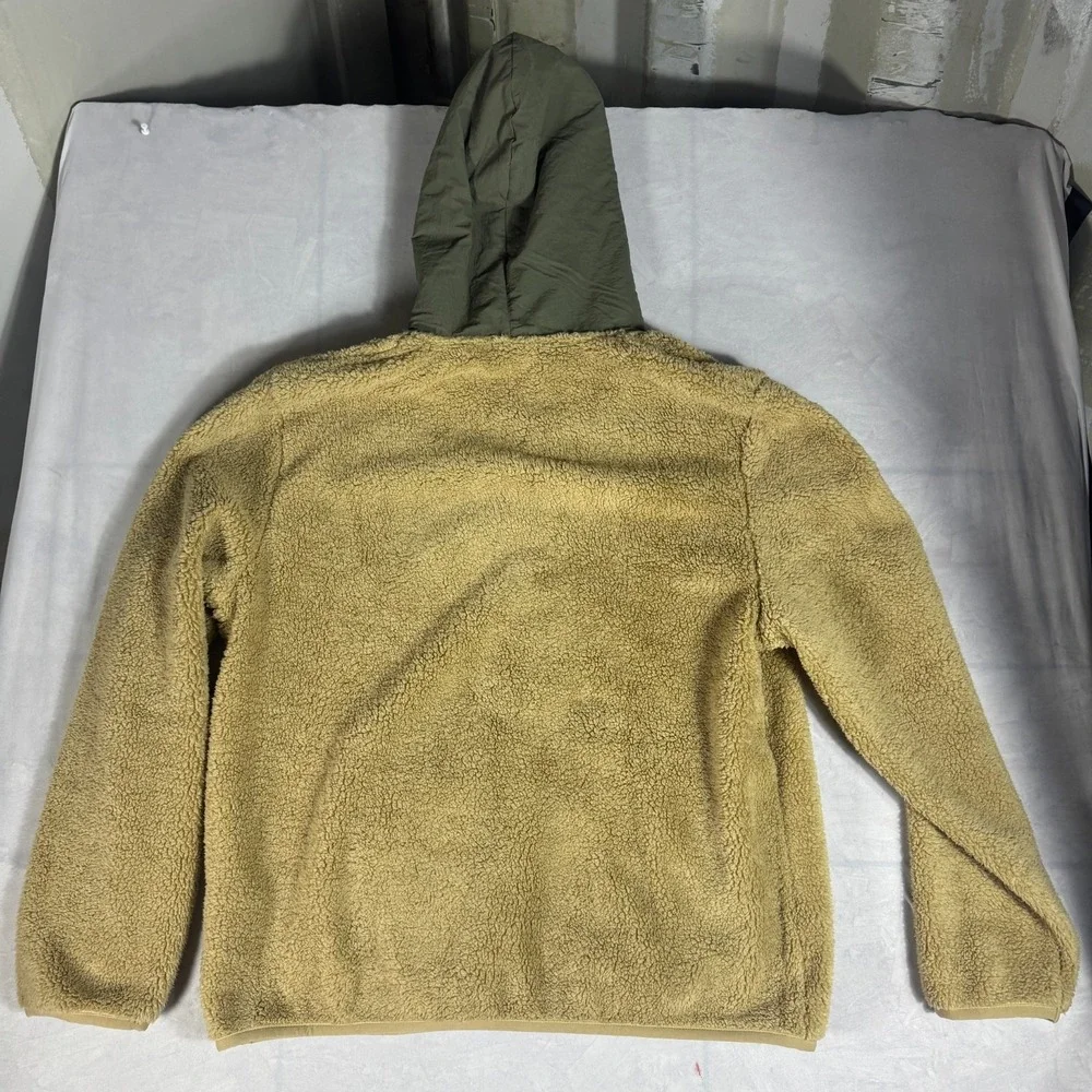 NWT True Religion Mens‎ Contrast Sherpa Hooded Jacket Beige Soft Cozy Winter L